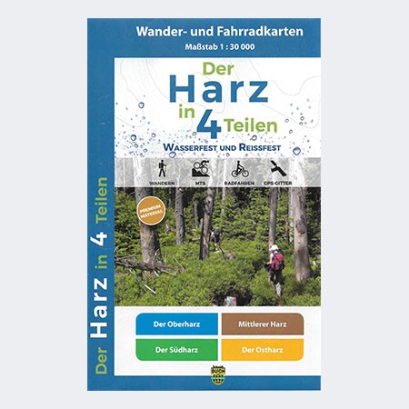 Wanderkartenset Der Harz in 4 Teilen - wetterfest
